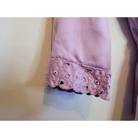 Vintage Halston III Purple Pajamas 2 Piece Set Tie Close Top Elastic Waist Pants - Picture 6 of 9